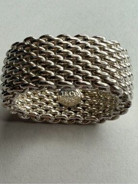 Tiffany & Co. Somerset Wide Mesh Ring Sterling Silver 925 Size 5